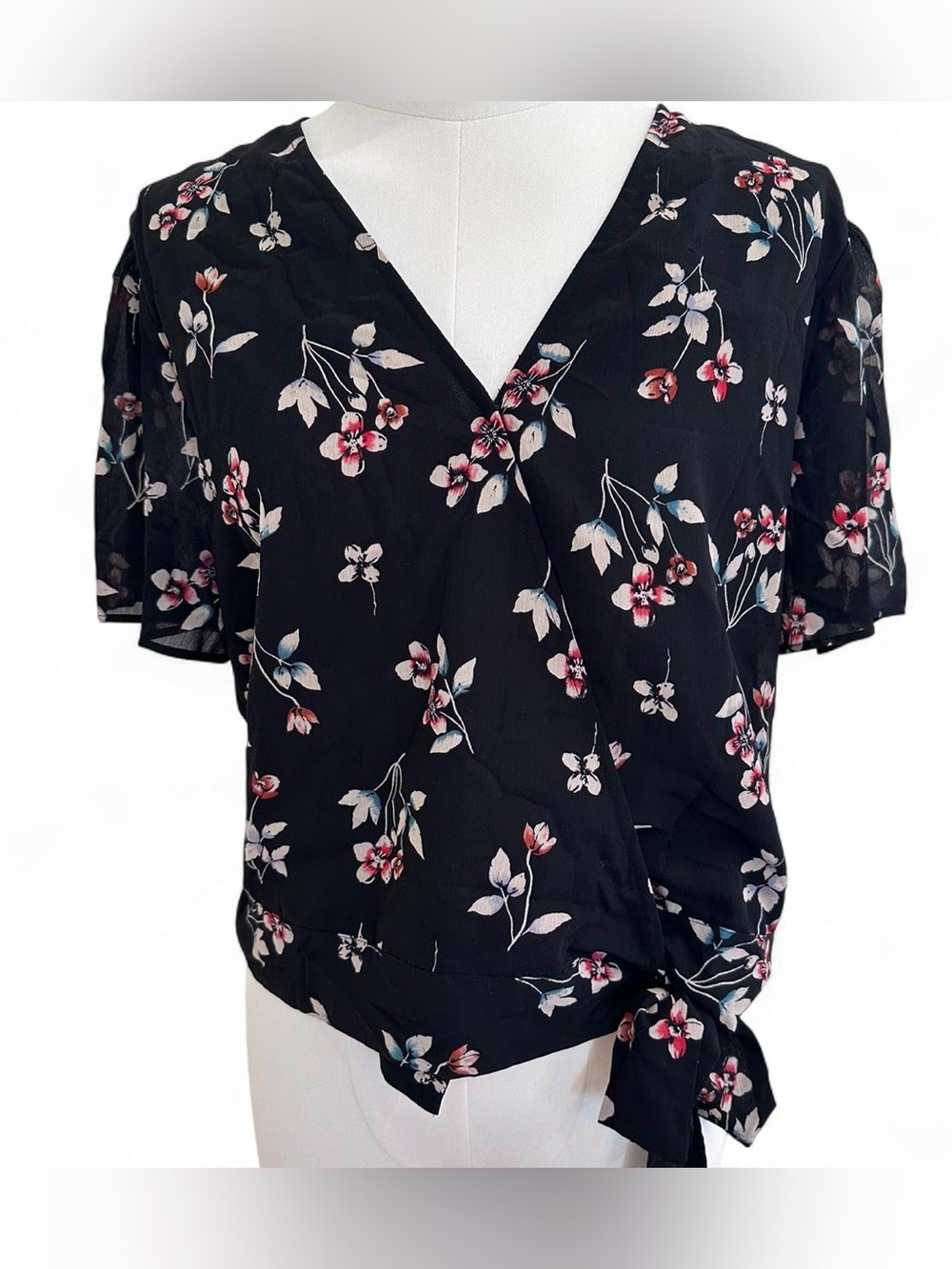 Madewell Women's Short Sleeve Floral Wrap Top - Small